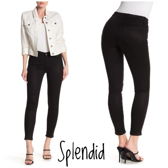 Splendid Women's The Ankle Skinny Jeans, Black.  Stretch.  5 pocket - Picture 1 of 11
